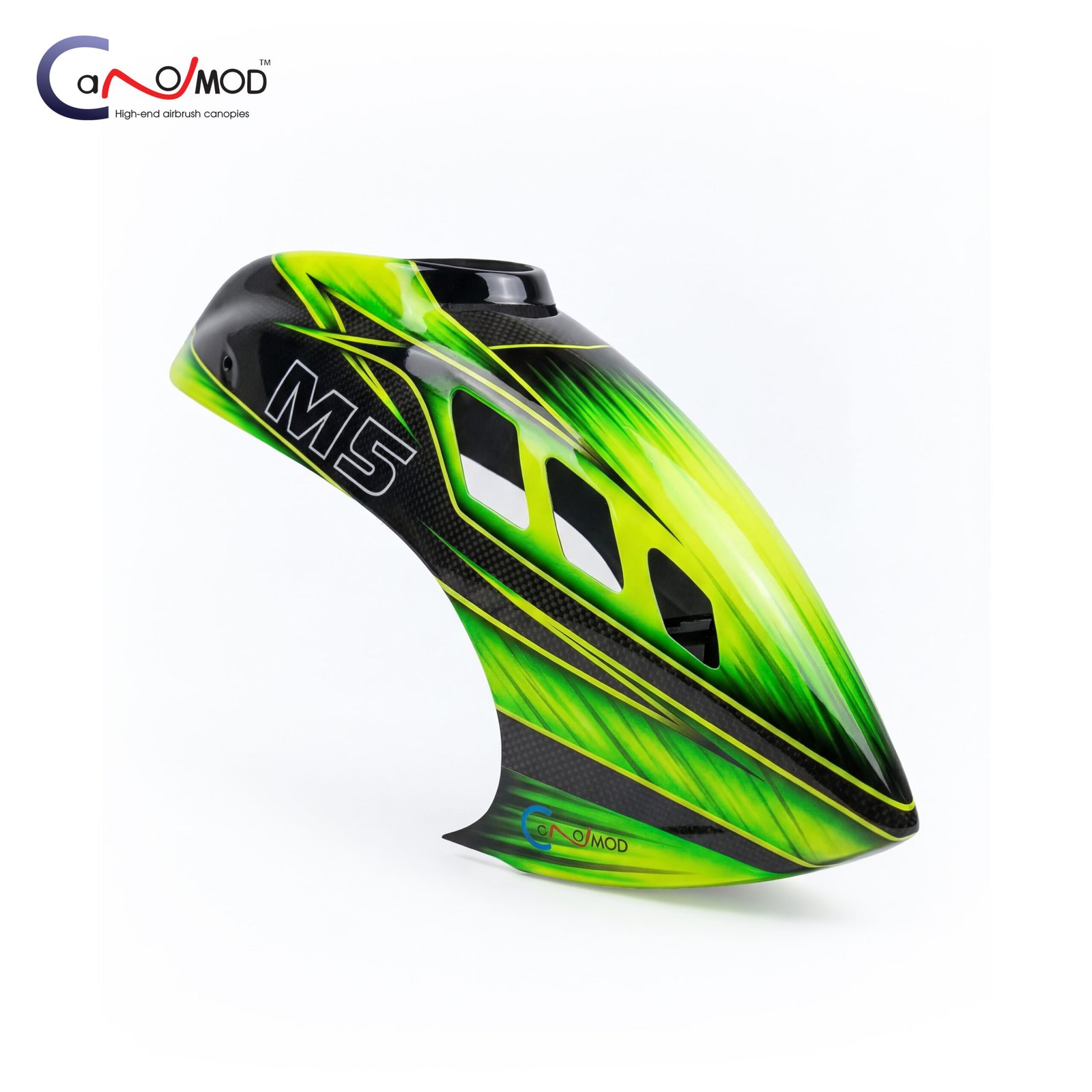 5 Canomod Airbrushed Fiberglass Canopy for OMPHOBBY M5 (GREEN) - Image 1