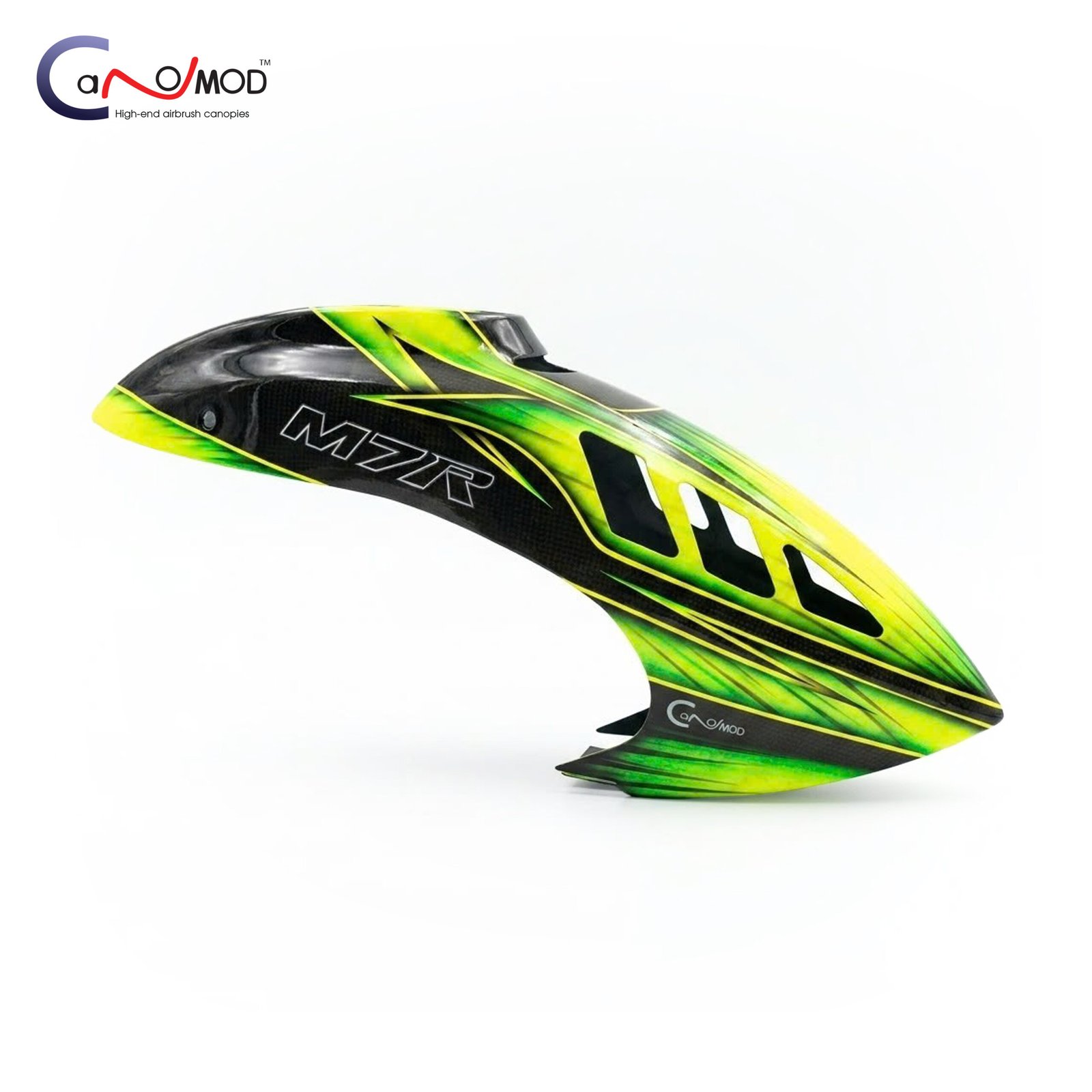 20 Canomod Airbrushed Fiberglass Canopy for OMPHOBBY M7R (VENOM GREEN) - Image 1